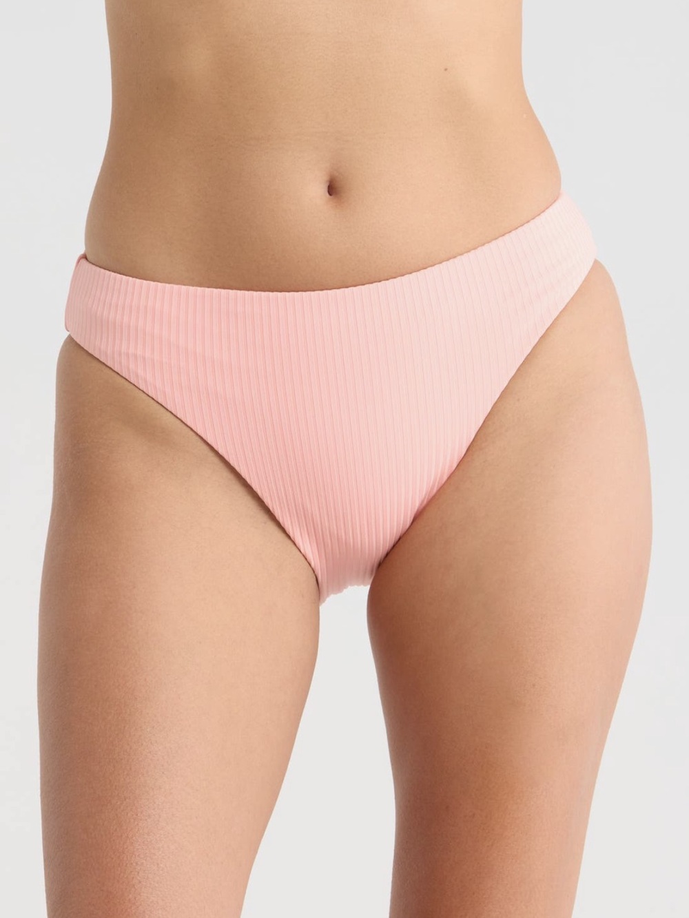 Vitamin A Ribbed High-Cut Bikini Bottom - Pink